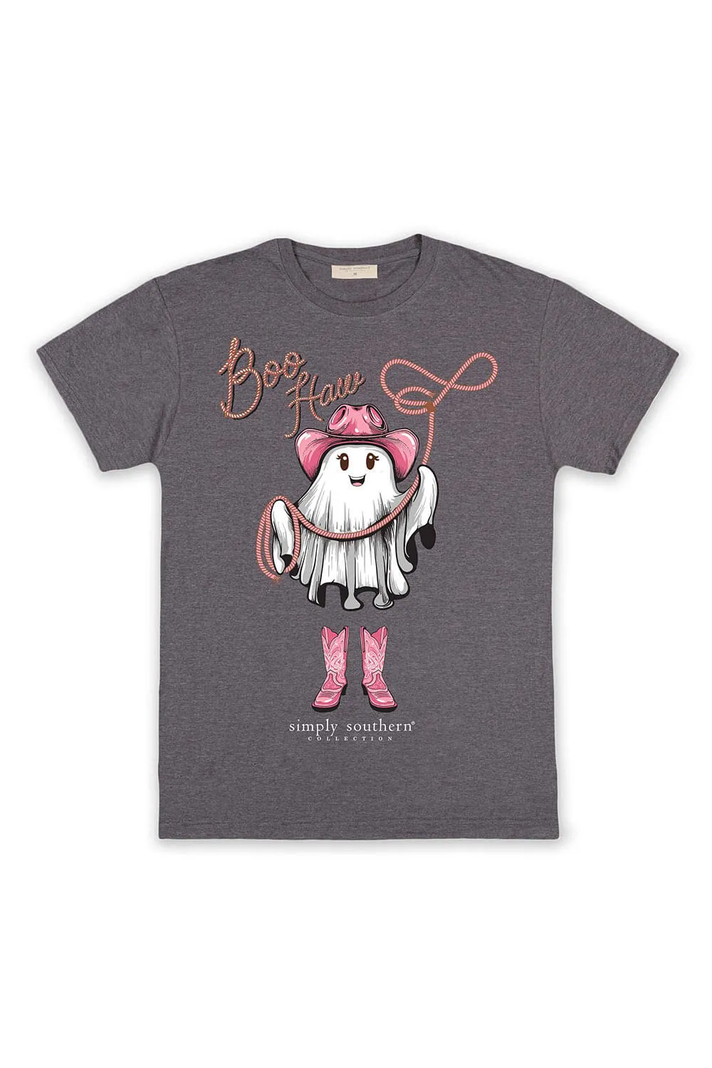 Simply Southern Boo Haw Ghost T-Shirt for Women in Iron Heather | SS-BOOHAW-IRONHTHR sold by Glik’s product image thumbnail 2