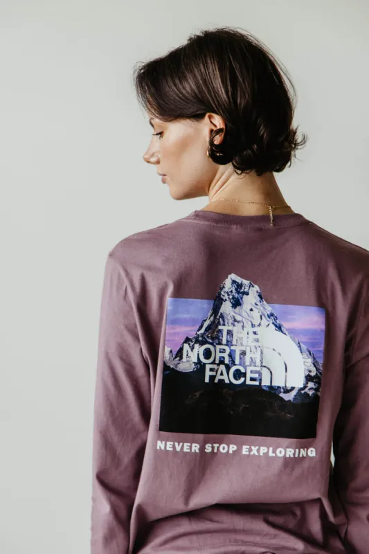 The North Face Box NSE Long Sleeve T-Shirt for Women in Purple | NF0A84GI-I0V sold by Glik’s