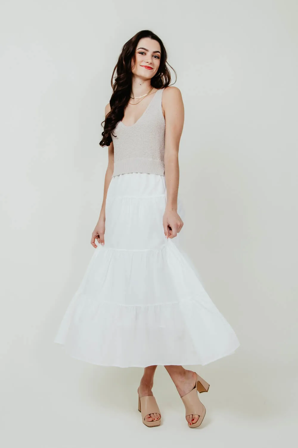 Elan Knit Mix Maxi Dress for Women in Natural/White | SWV5772-WHTNAT sold by Glik’s