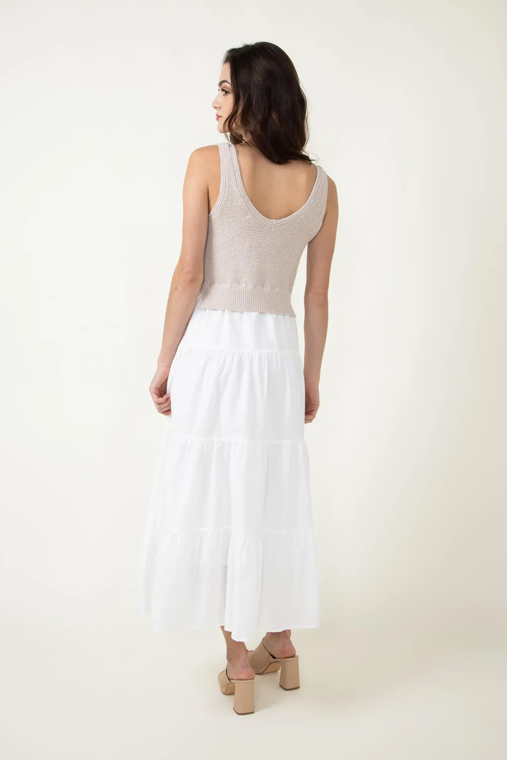 Elan Knit Mix Maxi Dress for Women in Natural/White | SWV5772-WHTNAT sold by Glik’s product image thumbnail 3