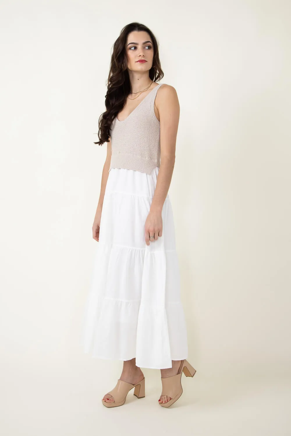 Elan Knit Mix Maxi Dress for Women in Natural/White | SWV5772-WHTNAT sold by Glik’s product image thumbnail 5