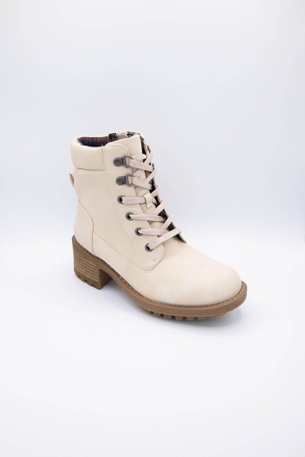 B52 by Bullboxer Lace Up Lug Booties for Women in Light Beige | 199501F6S-BEIGE sold by Glik’s