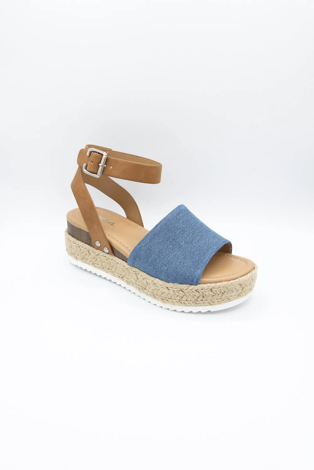 Soda Topic Platform Sandals for Women in Denim Blue | TOPIC-S DENIM sold by Glik’s