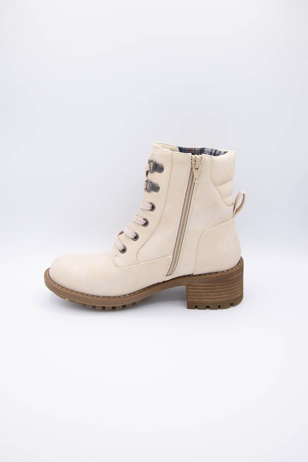 B52 by Bullboxer Lace Up Lug Booties for Women in Light Beige | 199501F6S-BEIGE sold by Glik’s product image thumbnail 3
