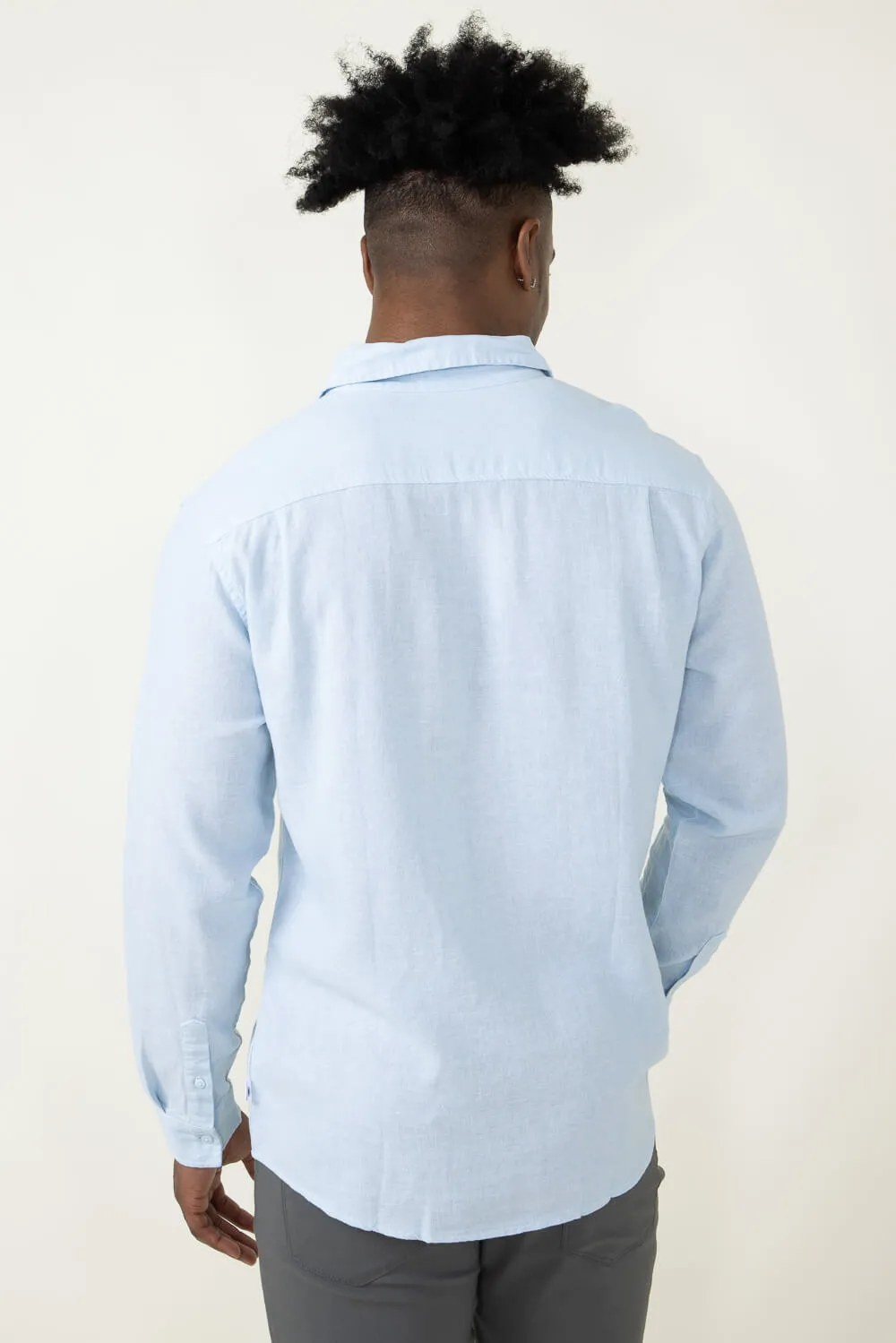 Vintage Summer Linen Button Down Shirt for Men in Blue | V62706-BLUE sold by Glik’s product image thumbnail 2