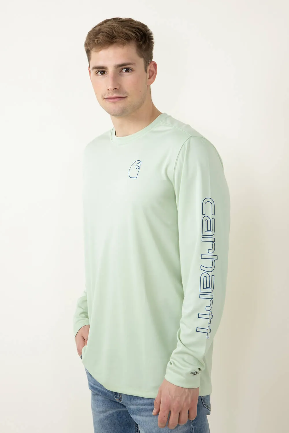 Carhartt Long Sleeve Force Sun Defender Graphic T-Shirt for Men in Green | 106164-GF3-TENDERGREENS sold by Glik’s