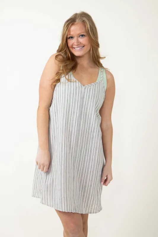 V-Neck Tie Detailed Mini Dress for Women in Grey | D40729B-OATMEALGREY sold by Glik’s