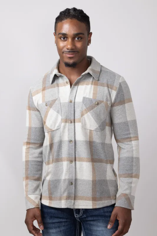 Thread & Supply Clark Shirt for Men in Grey Brown Plaid | T3184PVXTM-GREYBROWNPLAID sold by Glik’s