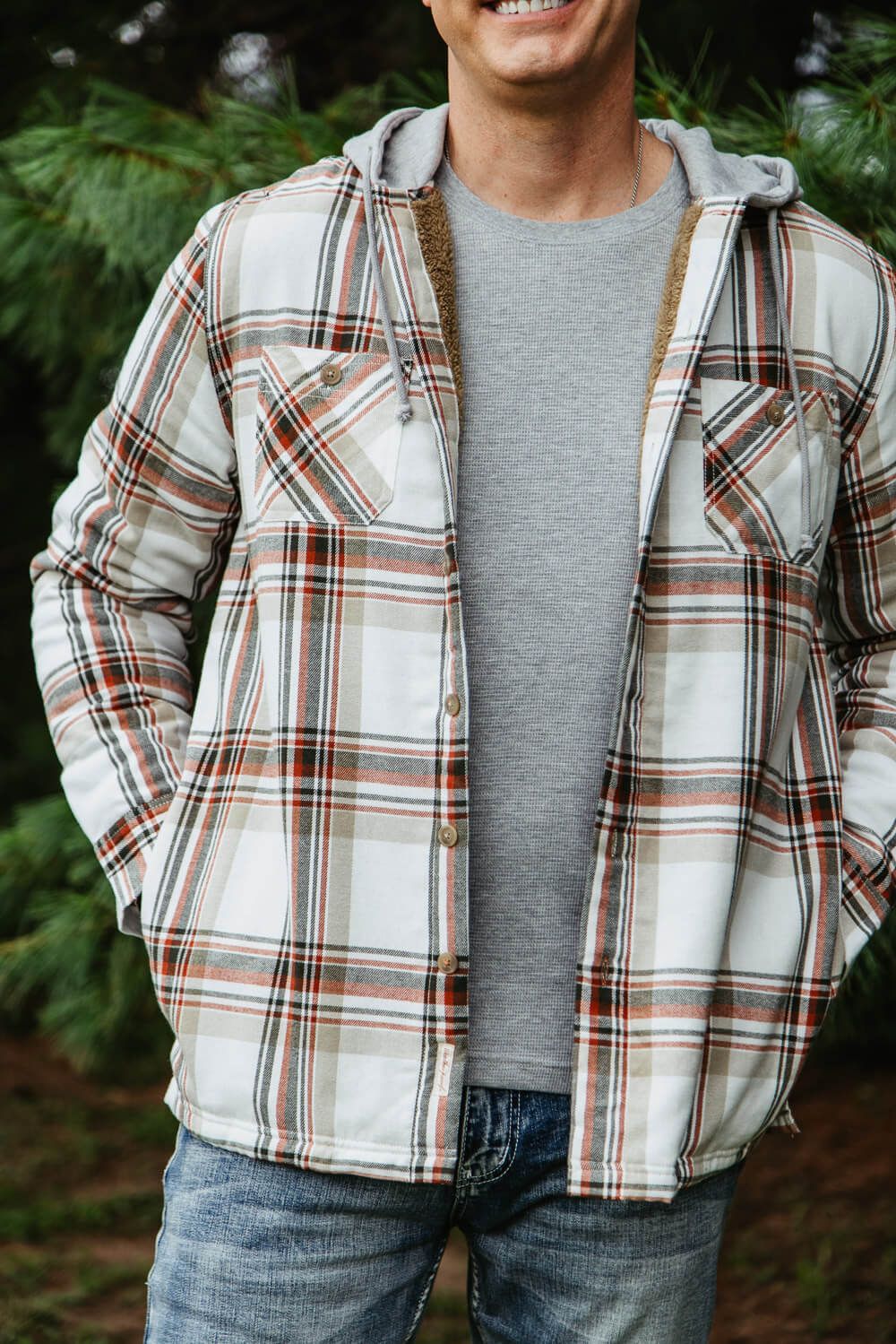 Weatherproof Vintage Sherpa Lined Hooded Shirt Jacket for Men in Multi White | F235456GK-MARSHMALLOW sold by Glik’s product image thumbnail 4