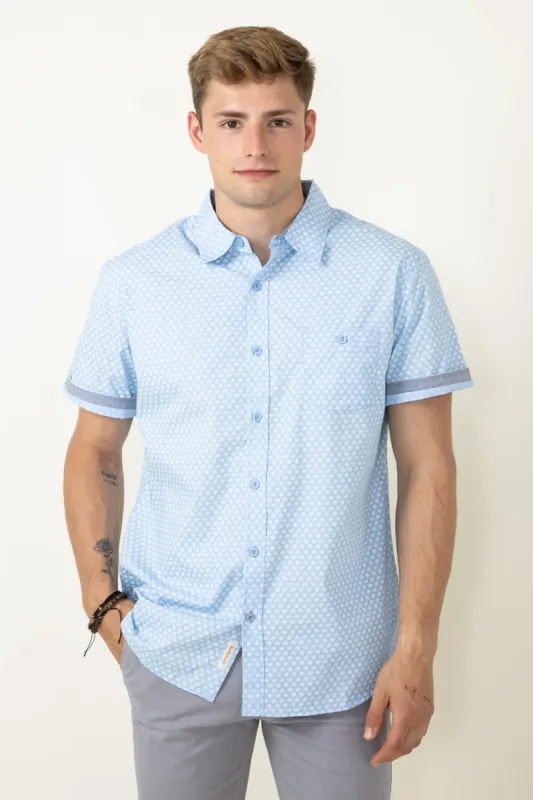 Weatherproof Vintage Woven Print Poplin Button Up Shirt for Men in Country Blue | S2484244GK-COUNTRY BLUE sold by Glik’s