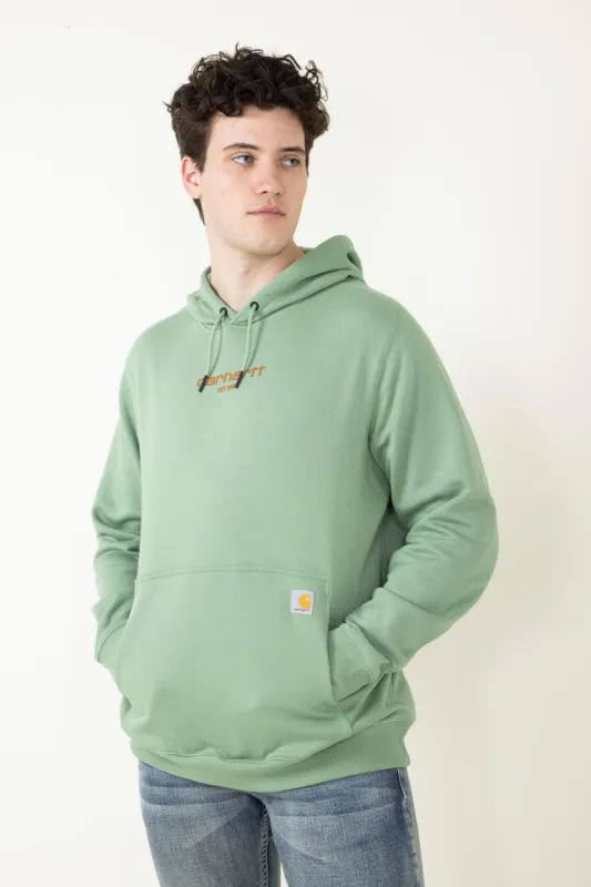 Carhartt Force Relaxed Lightweight Logo Graphic Hoodie for Men in Green | 106655-GF5-LODENFROST sold by Glik’s