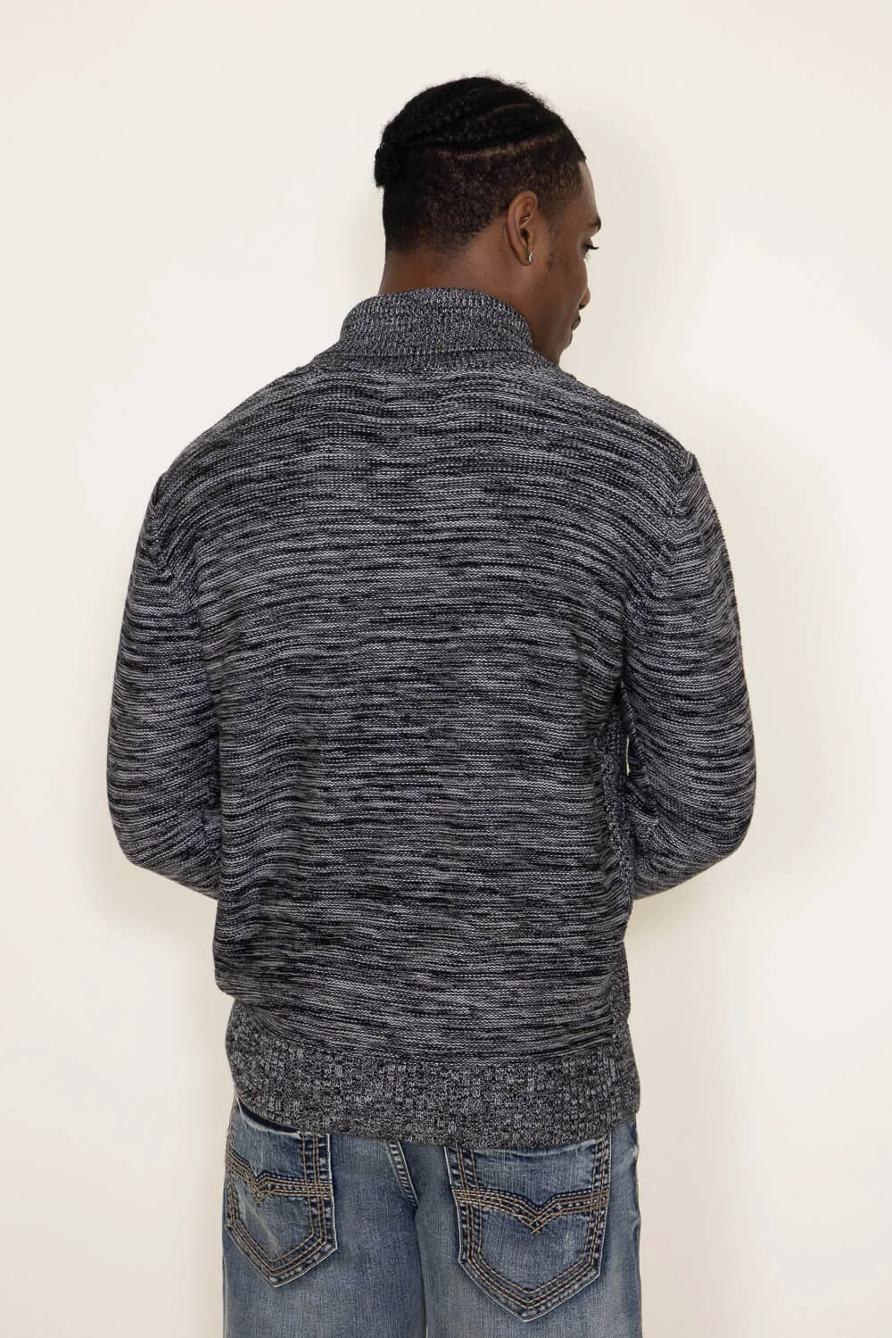 1897 Original 1/4 Shawl Cable Neck Sweater for Men in Black | 501GL-BLACK sold by Glik’s product image thumbnail 2