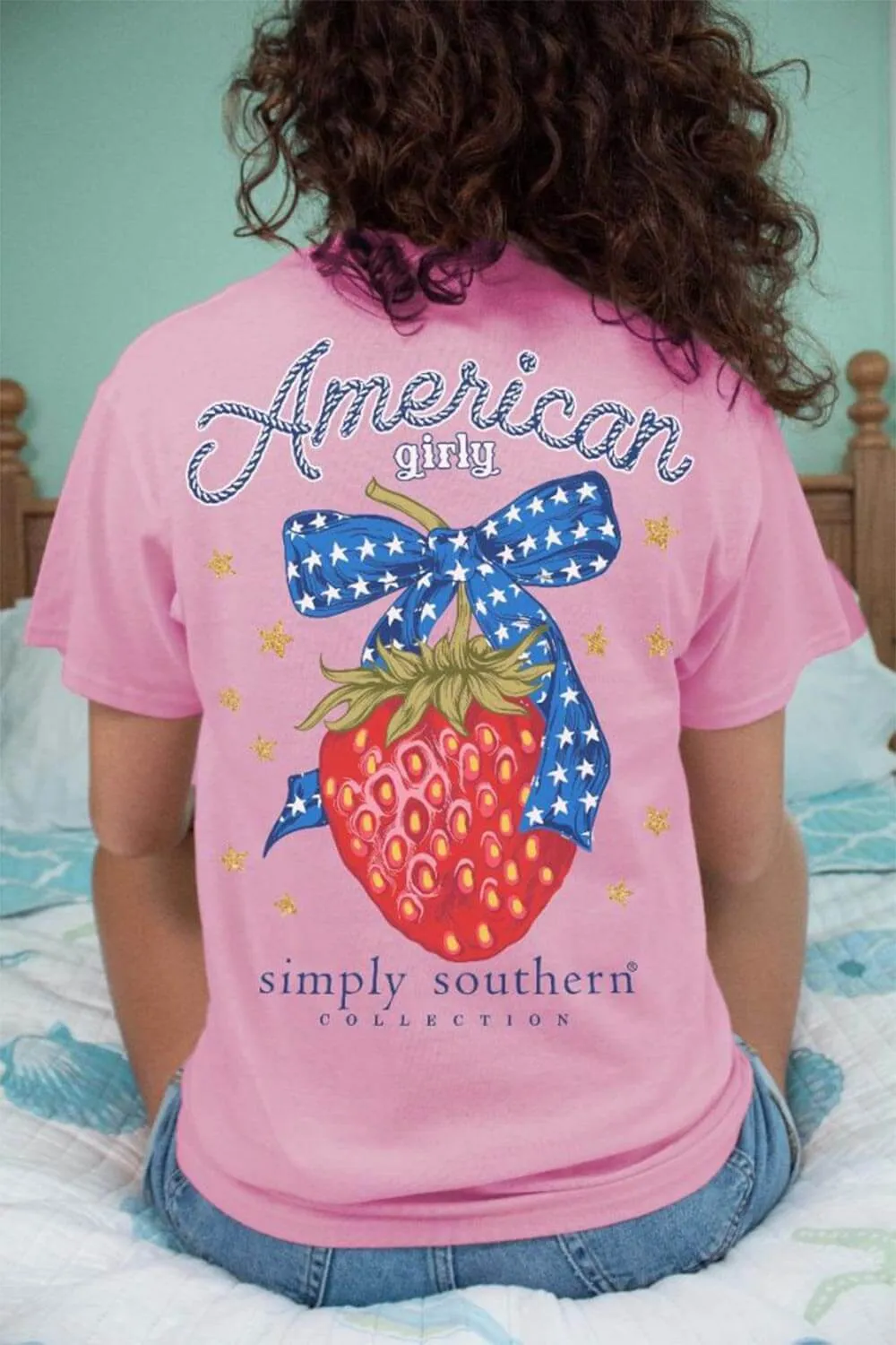 Simply Southern American Girly Strawberry T-Shirt for Women in Pink | SS-AMRGIRLY-PETAL sold by Glik’s