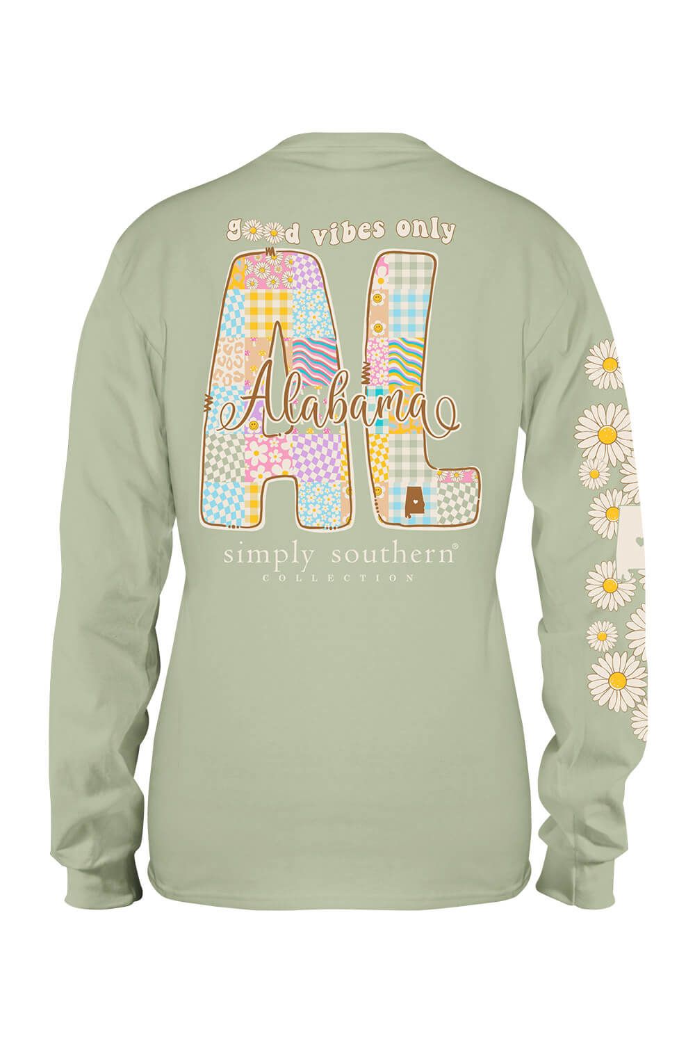 Simply Southern Plus Size Long Sleeve Alabama T-Shirt for Women in Sage | EXT-LS-STATE-AL-SAGE sold by Glik’s