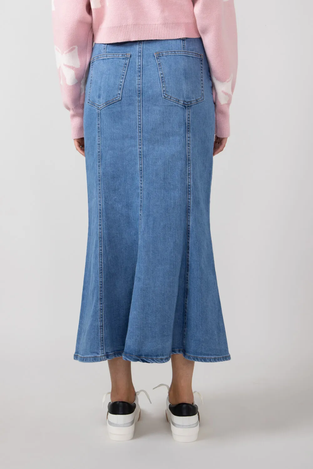 Denim Mermaid Maxi Skirt for Women | MAS2854-DENIM sold by Glik’s product image thumbnail 3