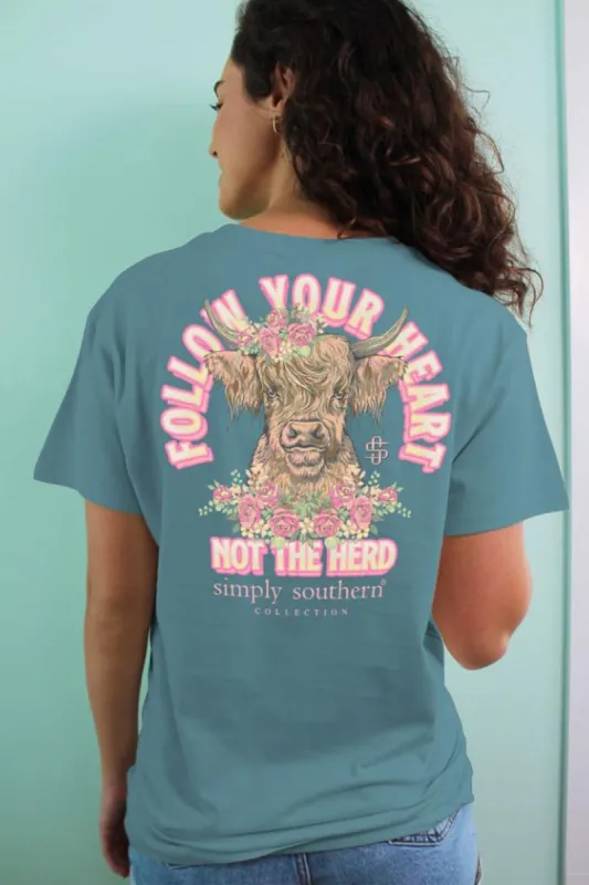 Simply Southern Follow Your Heart T-Shirt for Women in Blue | SS-HERD-COMET sold by Glik’s