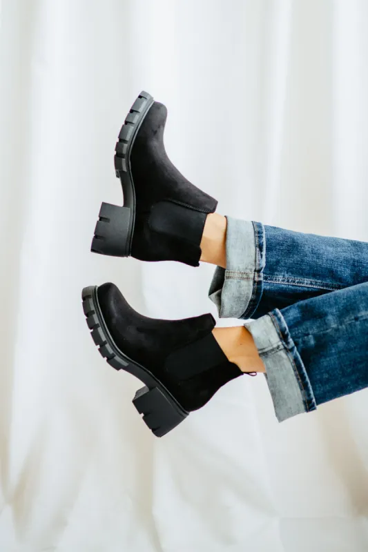 Soda Poppy Lug Booties for Women in Black | POPPY-S BLACK XY MICRO sold by Glik’s