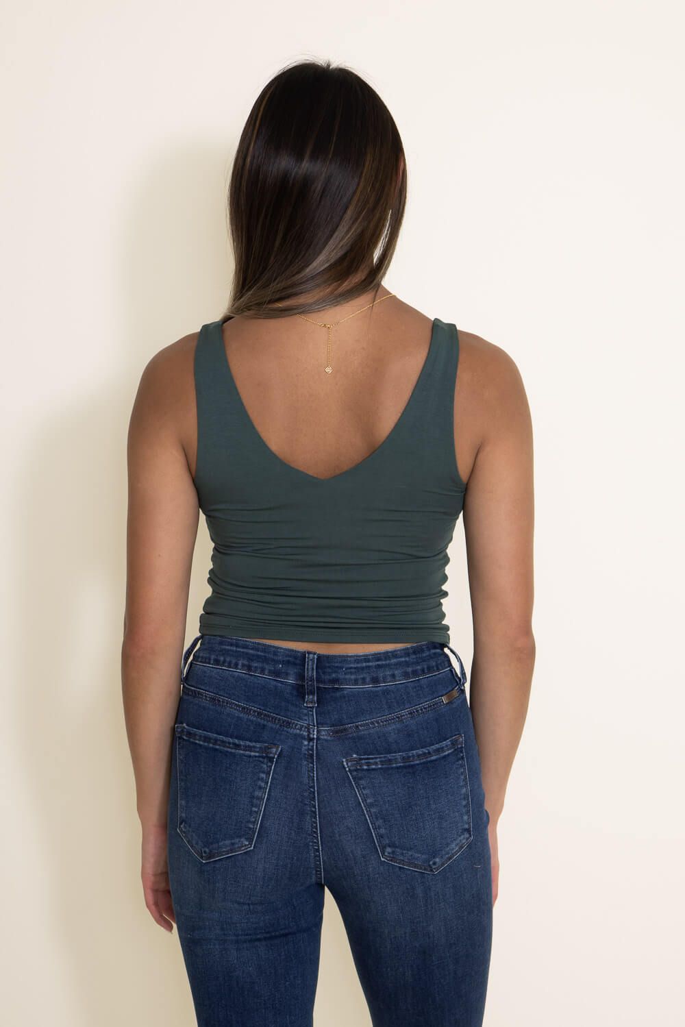 Basic Slim Stretch Tank Top for Women in Green | 18363-LEAF sold by Glik’s product image thumbnail 2