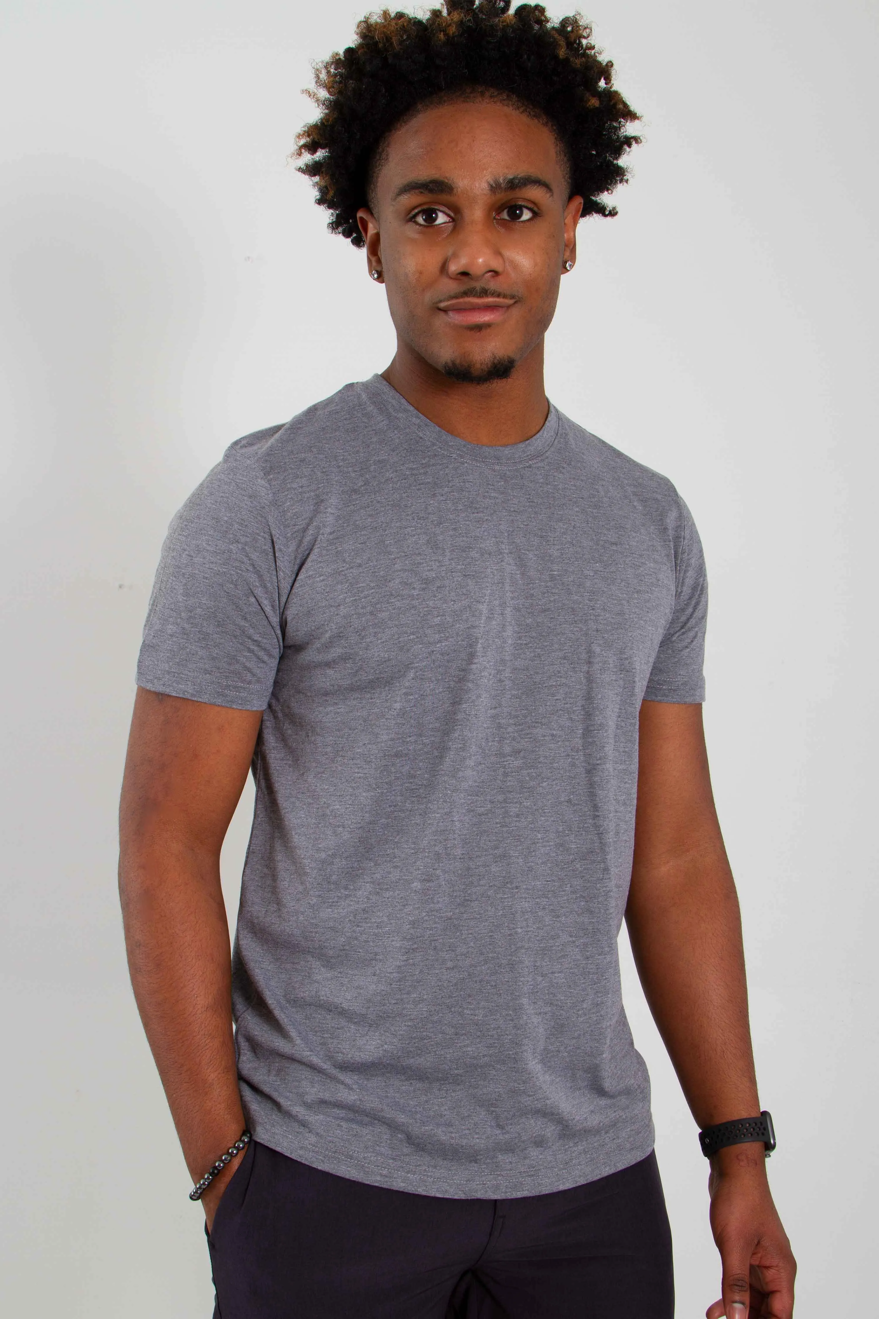 Basic Crewneck Tee for Men in Heather Grey | 3750-HGRAY sold by Glik’s