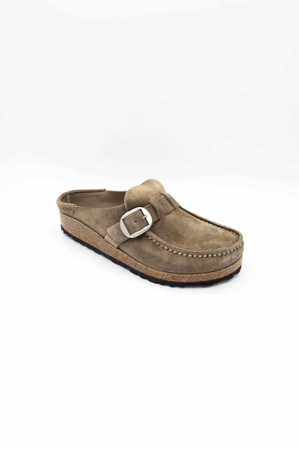 Birkenstock Buckley Suede Leather Mules for Women in Gray Taupe | 1019490 sold by Glik’s