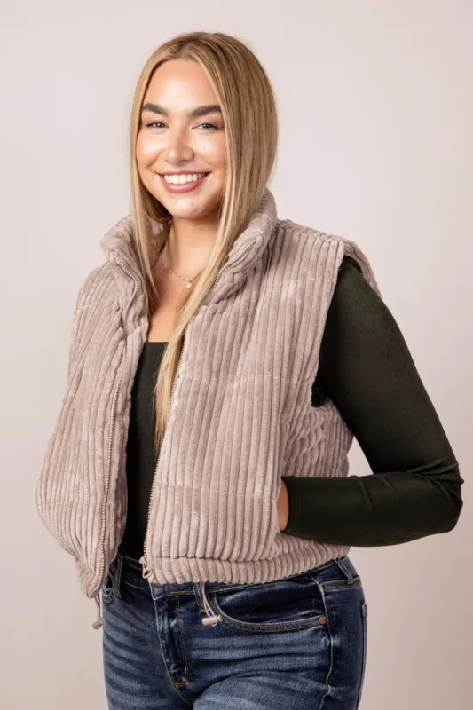 Wide Corded Puffer Vest for Women in Atmosphere | 55245-ATMOSPHERE sold by Glik’s