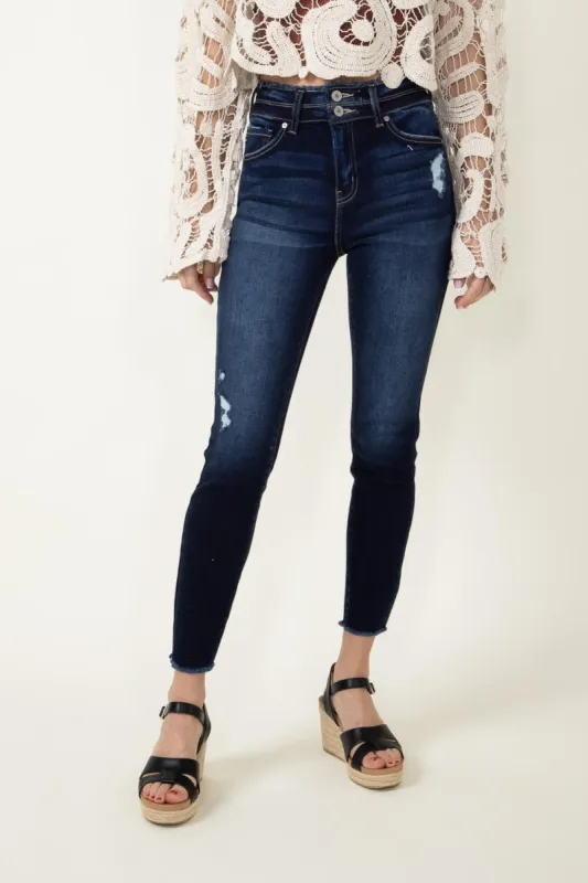 KanCan Danica High Rise Dark Wash Ankle Skinny Jeans for Women | KC7317D sold by Glik’s