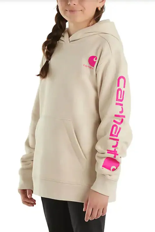 Carhartt Youth Graphic Sweatshirt for Girls in Malt White | CA9983-T72-BEI sold by Glik’s