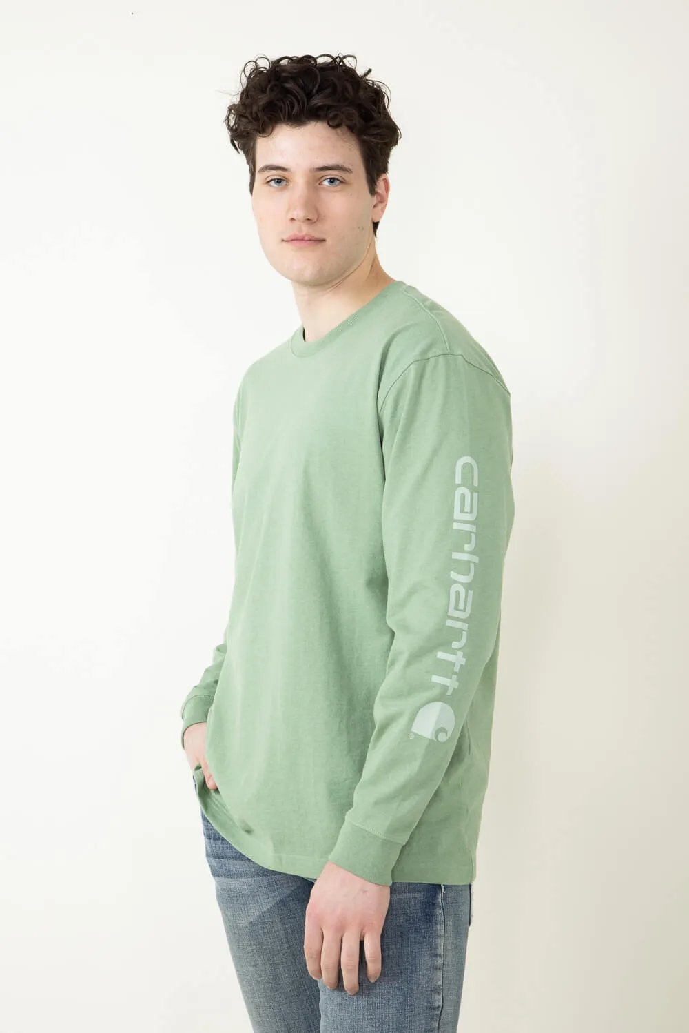 Carhartt Long Sleeve Logo T-Shirt for Men in Green | K231-GF6-LODENFROST/TENDERGREENS sold by Glik’s product image thumbnail 3
