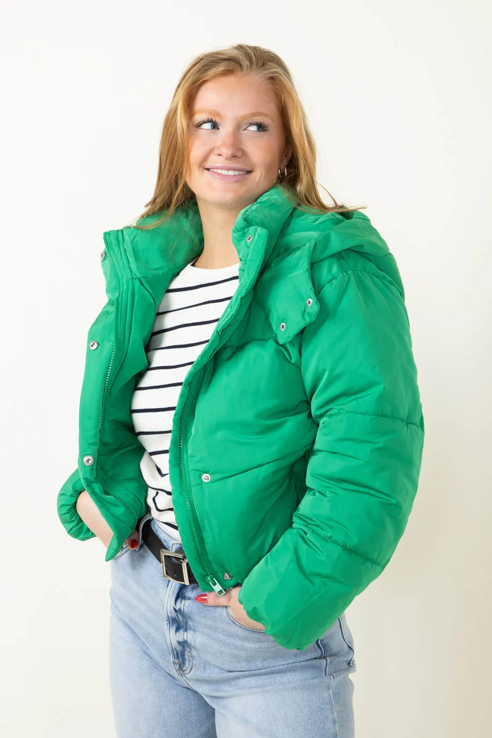 Love Tree Hooded Puffer Coat for Women in Green | 80148JH-GREEN sold by Glik’s product image thumbnail 4