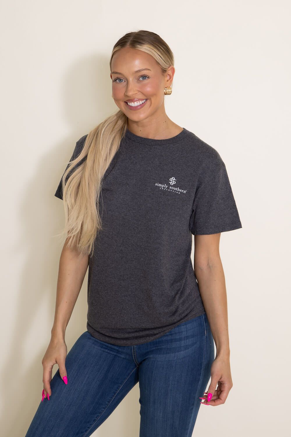 Simply Southern Never Let Anyone T-Shirt for Women in Grey | CLR-SS-NEVERLETANYONE-CHARCOALHTHR sold by Glik’s product image thumbnail 3