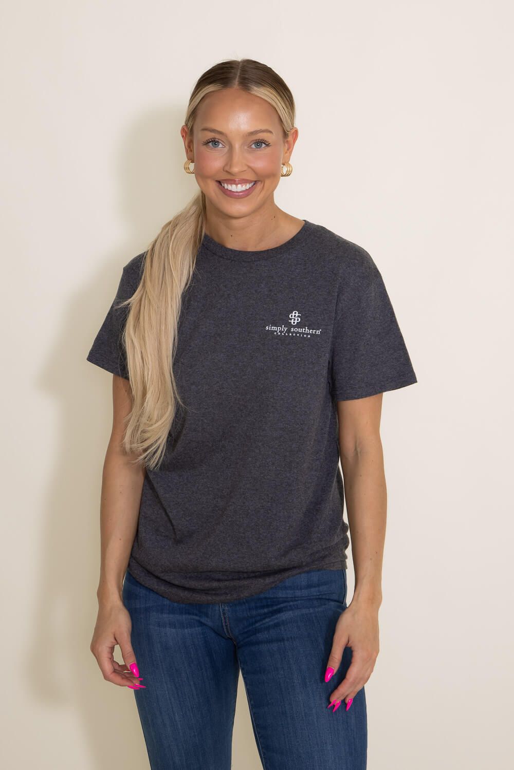 Simply Southern Never Let Anyone T-Shirt for Women in Grey | CLR-SS-NEVERLETANYONE-CHARCOALHTHR sold by Glik’s product image thumbnail 2
