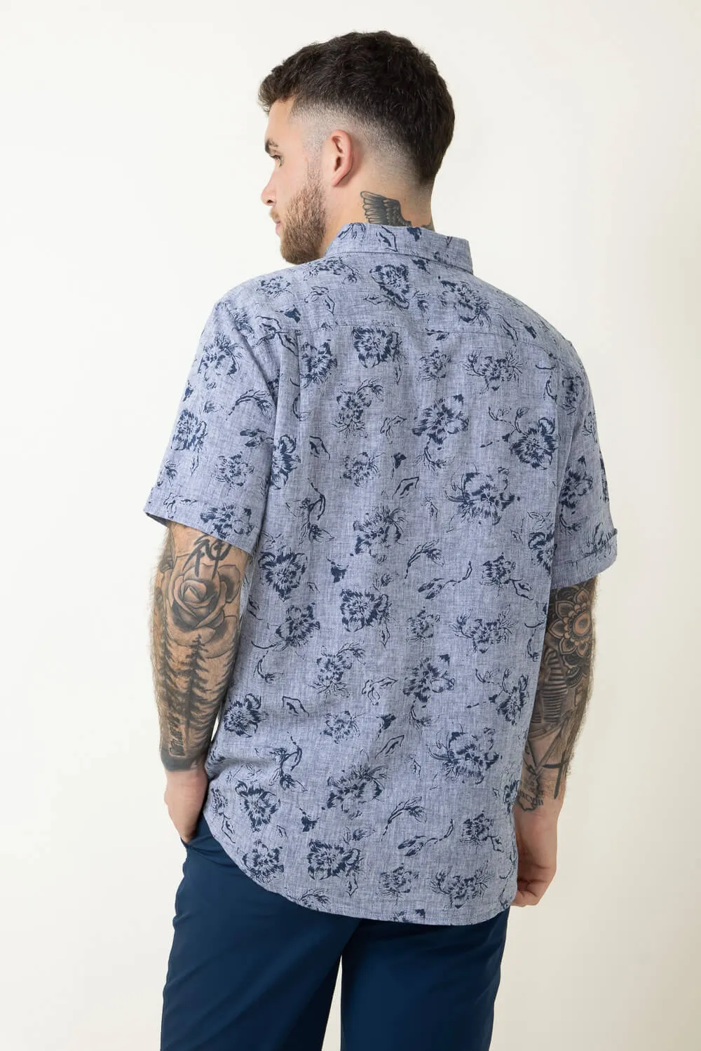 Weatherproof Vintage Linen Pattern Button Down Shirt for Men in Dark Blue | S2484299GK-DRESSBLU sold by Glik’s product image thumbnail 3