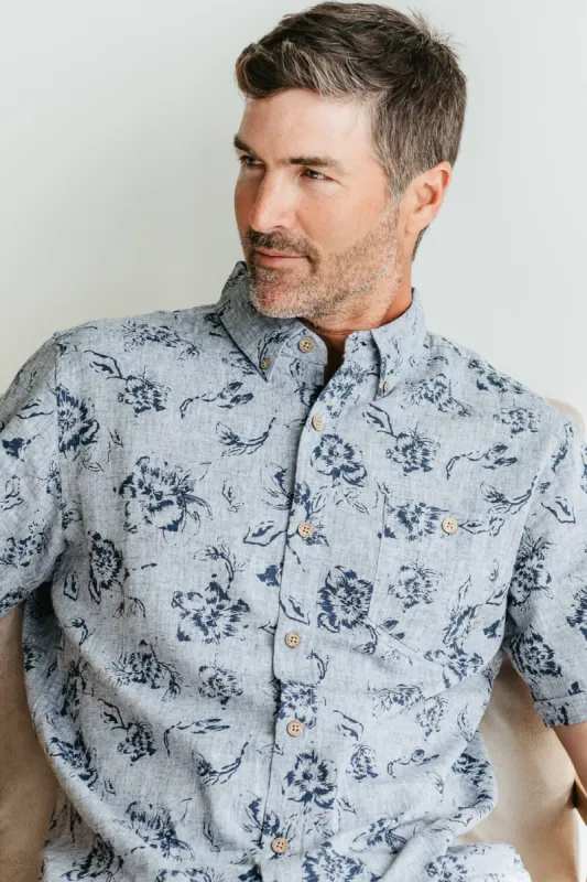 Weatherproof Vintage Linen Pattern Button Down Shirt for Men in Dark Blue | S2484299GK-DRESSBLU sold by Glik’s