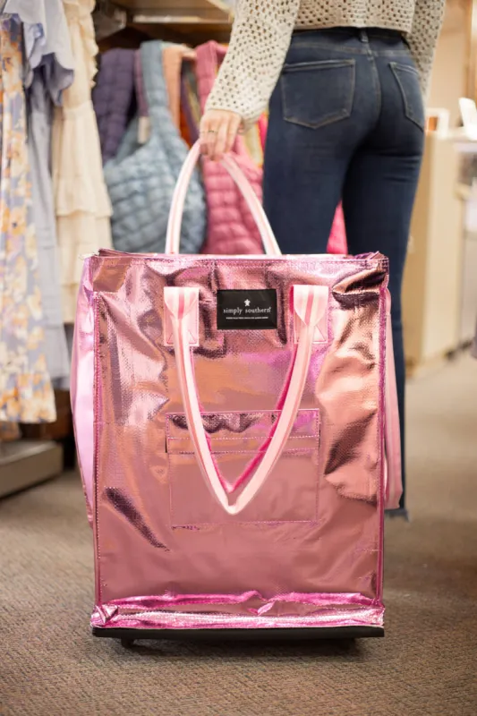 Simply Southern Rolling Tote Bag in Pink | 0124-BAG-ROLLTOTE-PINK sold by Glik’s