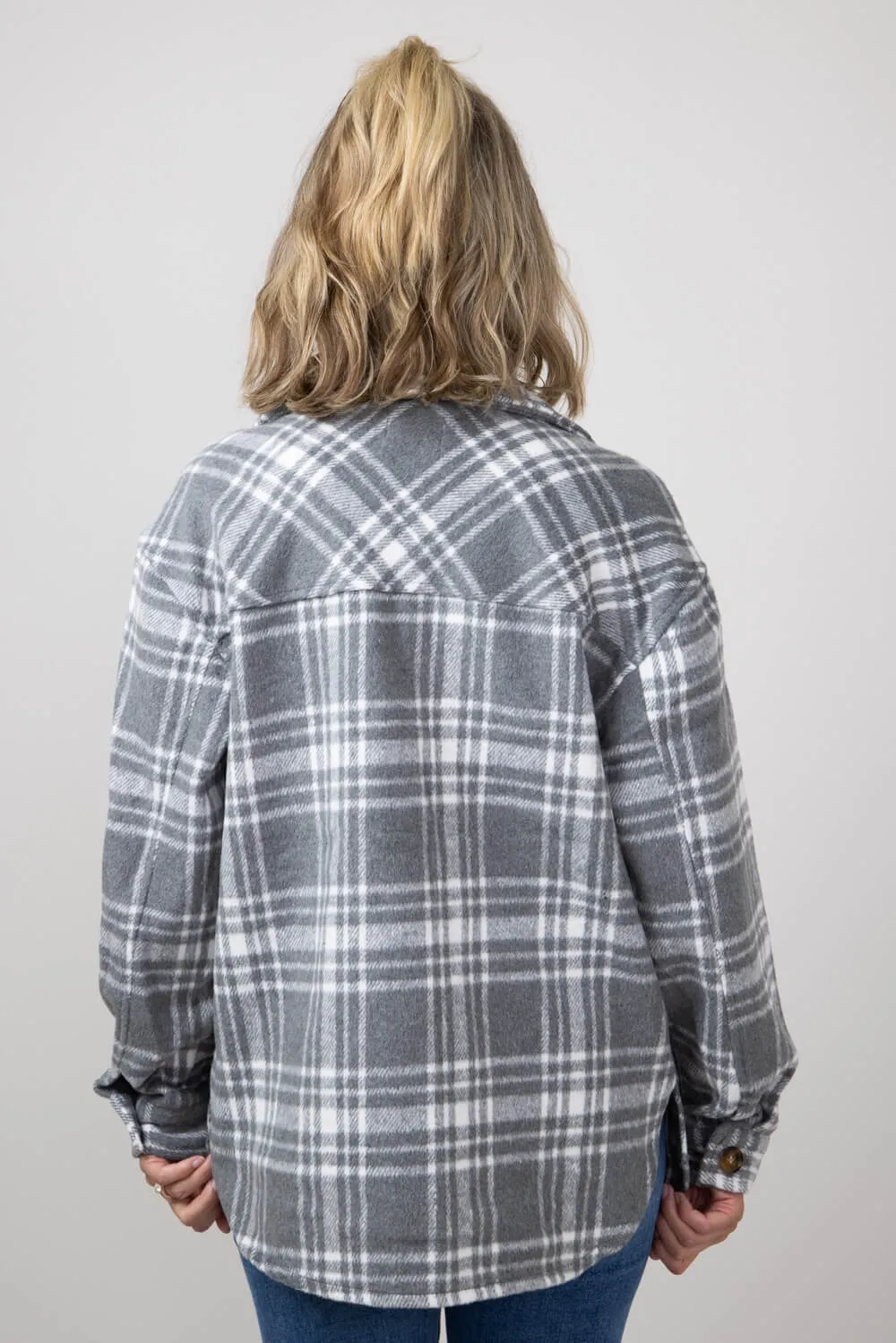 Simply Southern Plaid Shacket for Women in Grey | PP-0224-SHKT-JKT-BLPLD sold by Glik’s product image thumbnail 2