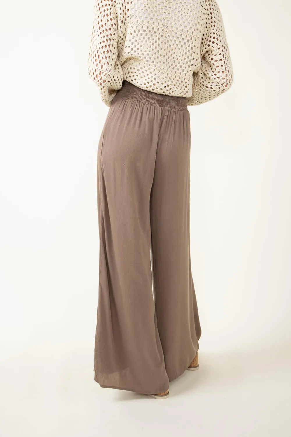 Smocked Waist Beach Pants for Women in Brown | NP17461-DKMOCHA sold by Glik’s product image thumbnail 3