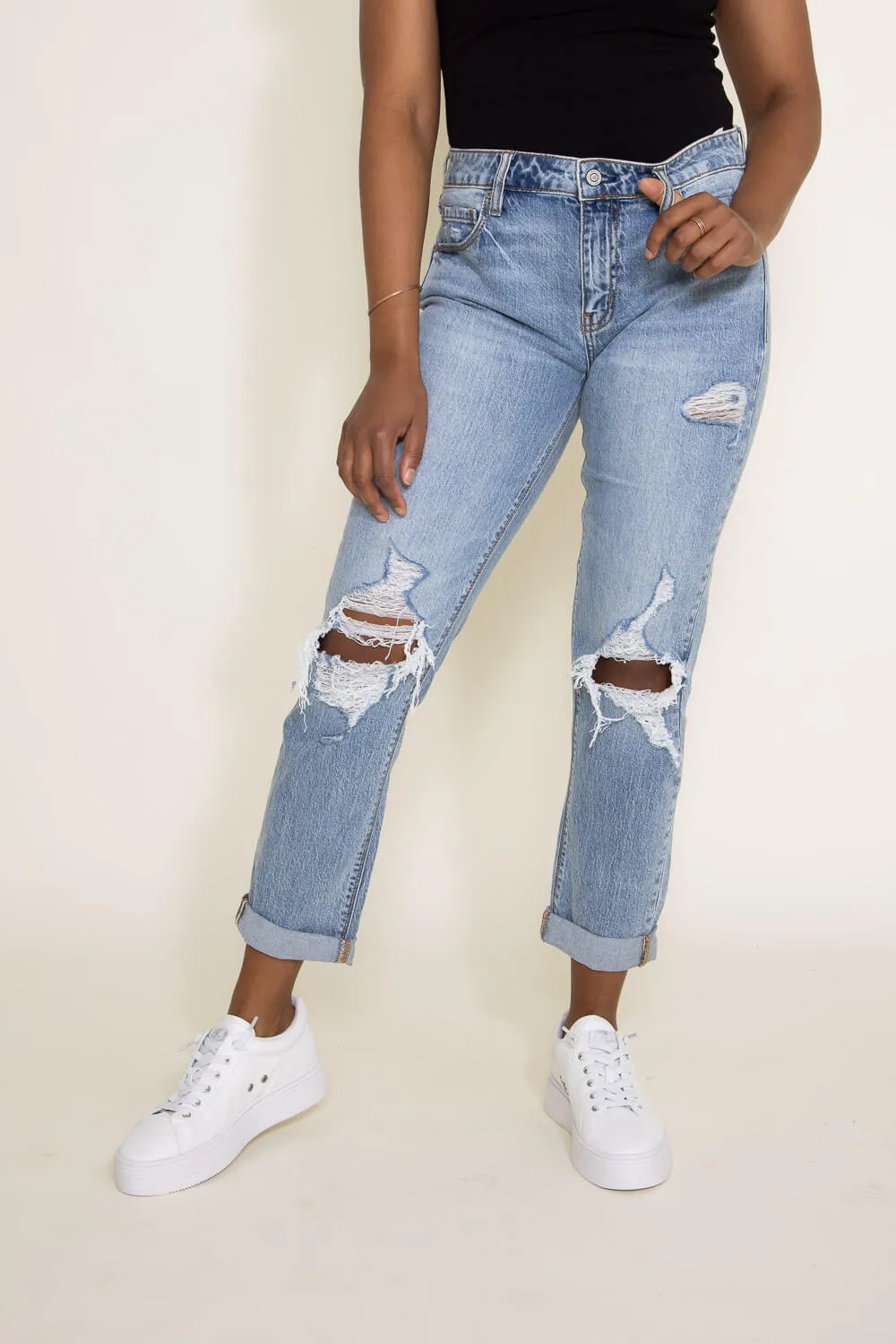 Eunina Frankie Mid Rise Destructed Jeans for Women | E87059WAS sold by Glik’s