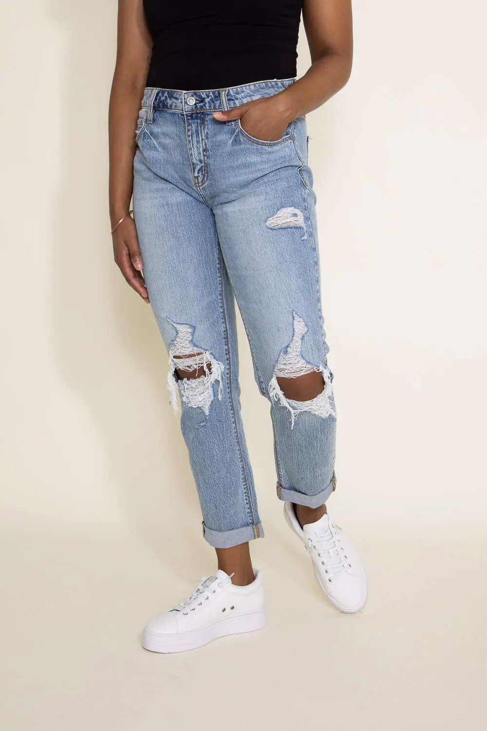 Eunina Frankie Mid Rise Destructed Jeans for Women | E87059WAS sold by Glik’s product image thumbnail 5