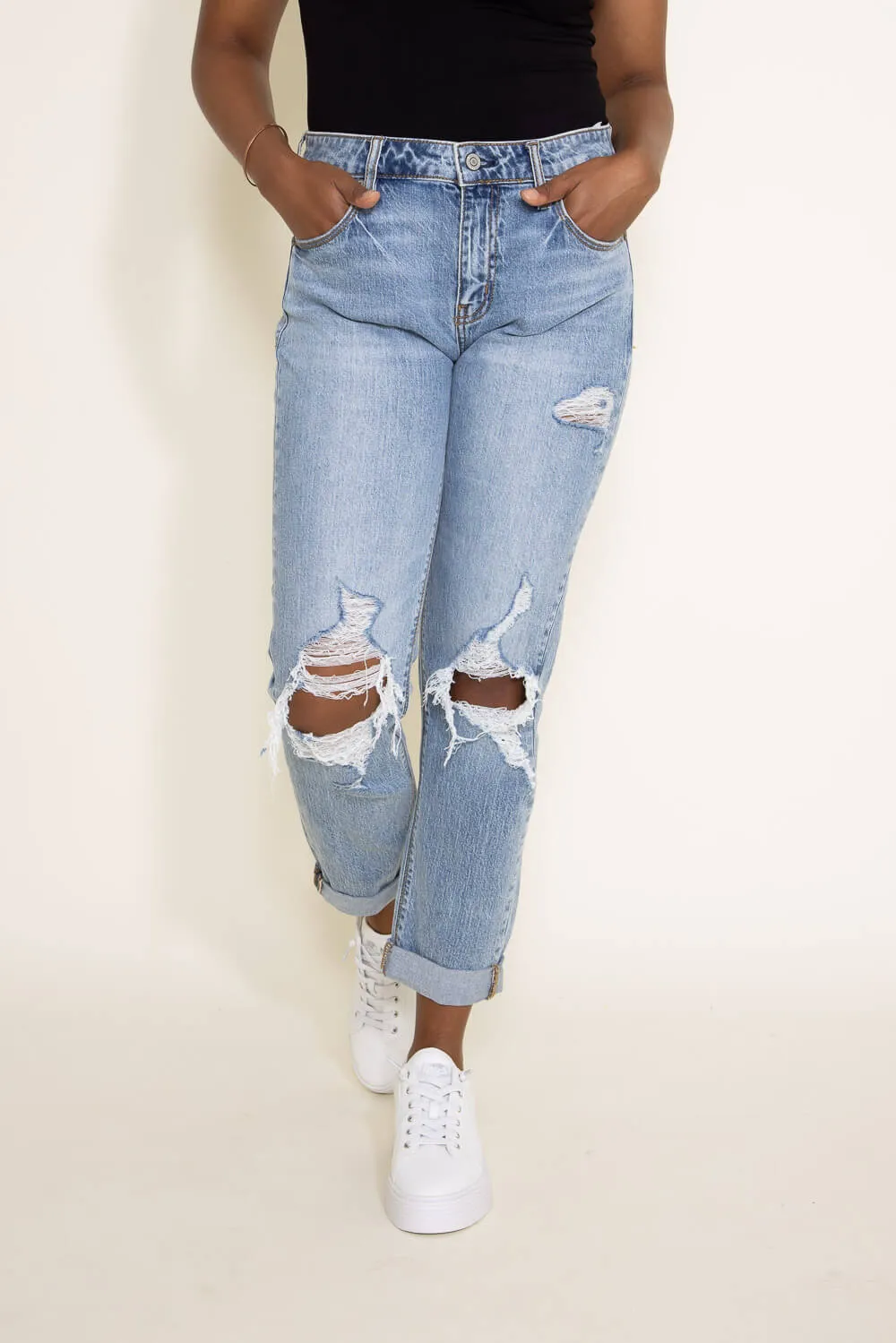 Eunina Frankie Mid Rise Destructed Jeans for Women | E87059WAS sold by Glik’s product image thumbnail 4