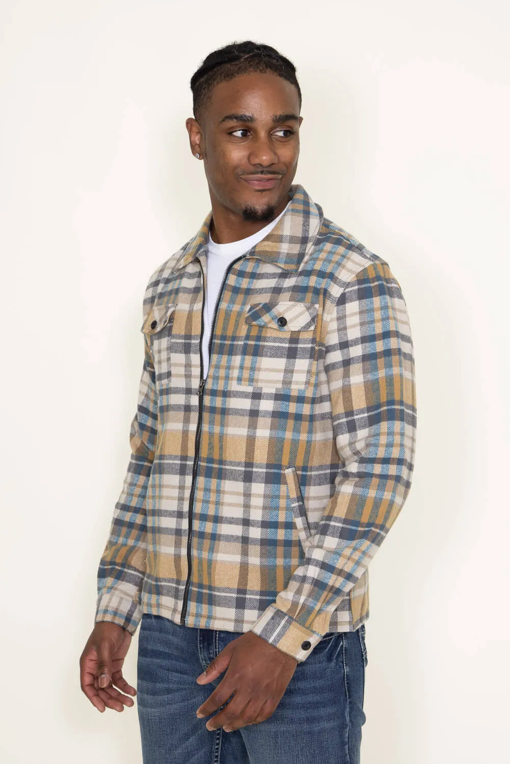 1897 Original Plaid Zipper Shacket for Men in Cream | 1PJ6101M-CREAM sold by Glik’s product image thumbnail 3