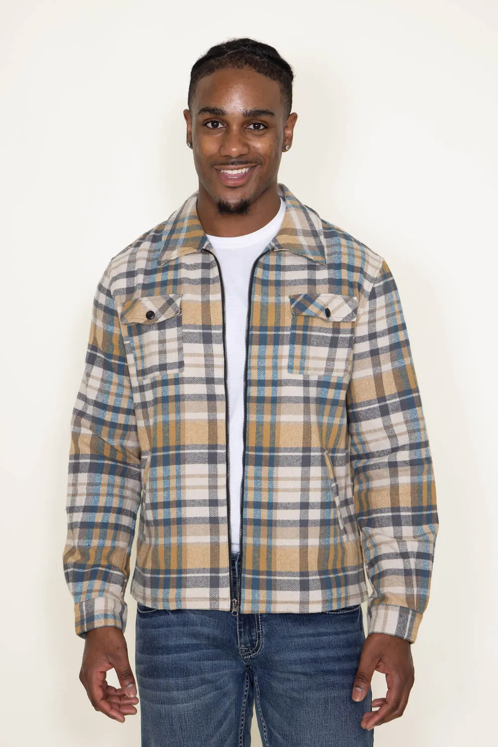 1897 Original Plaid Zipper Shacket for Men in Cream | 1PJ6101M-CREAM sold by Glik’s product image thumbnail 4