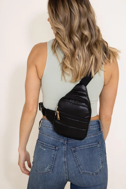 Padded Front Pocket Sling Bag for Women in Black | TG10289BZ-MATTBLK sold by Glik’s