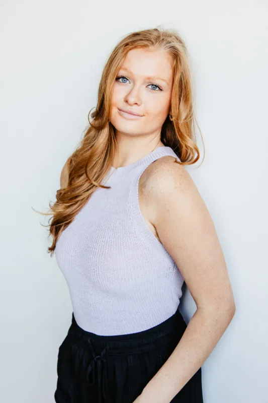 Sleeveless Halter Knit Tank Top for Women in Purple | DZ23C396-TARO sold by Glik’s