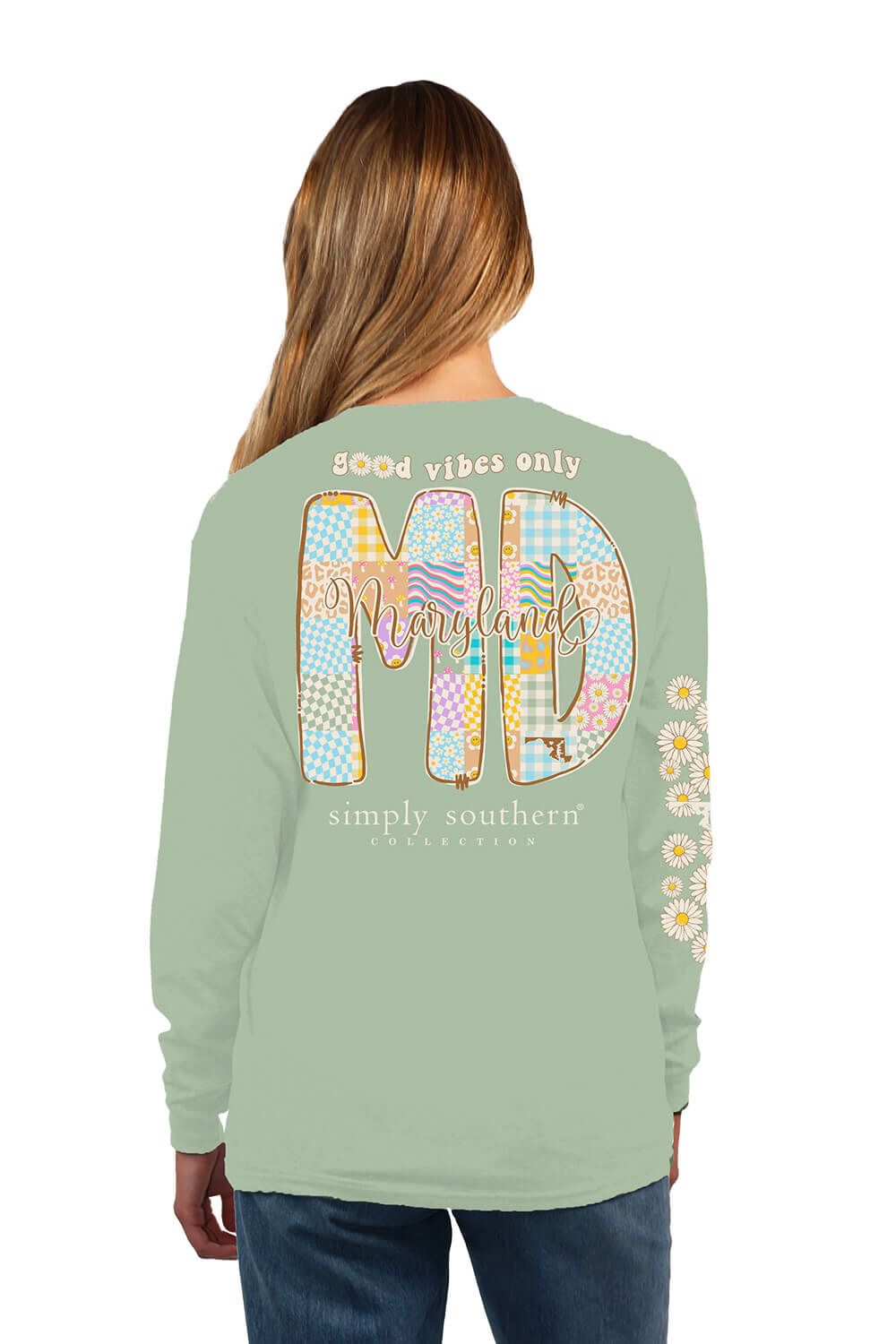 Simply Southern Long Sleeve Maryland T-Shirt for Women in Sage | LS-STATE-MD-SAGE sold by Glik’s