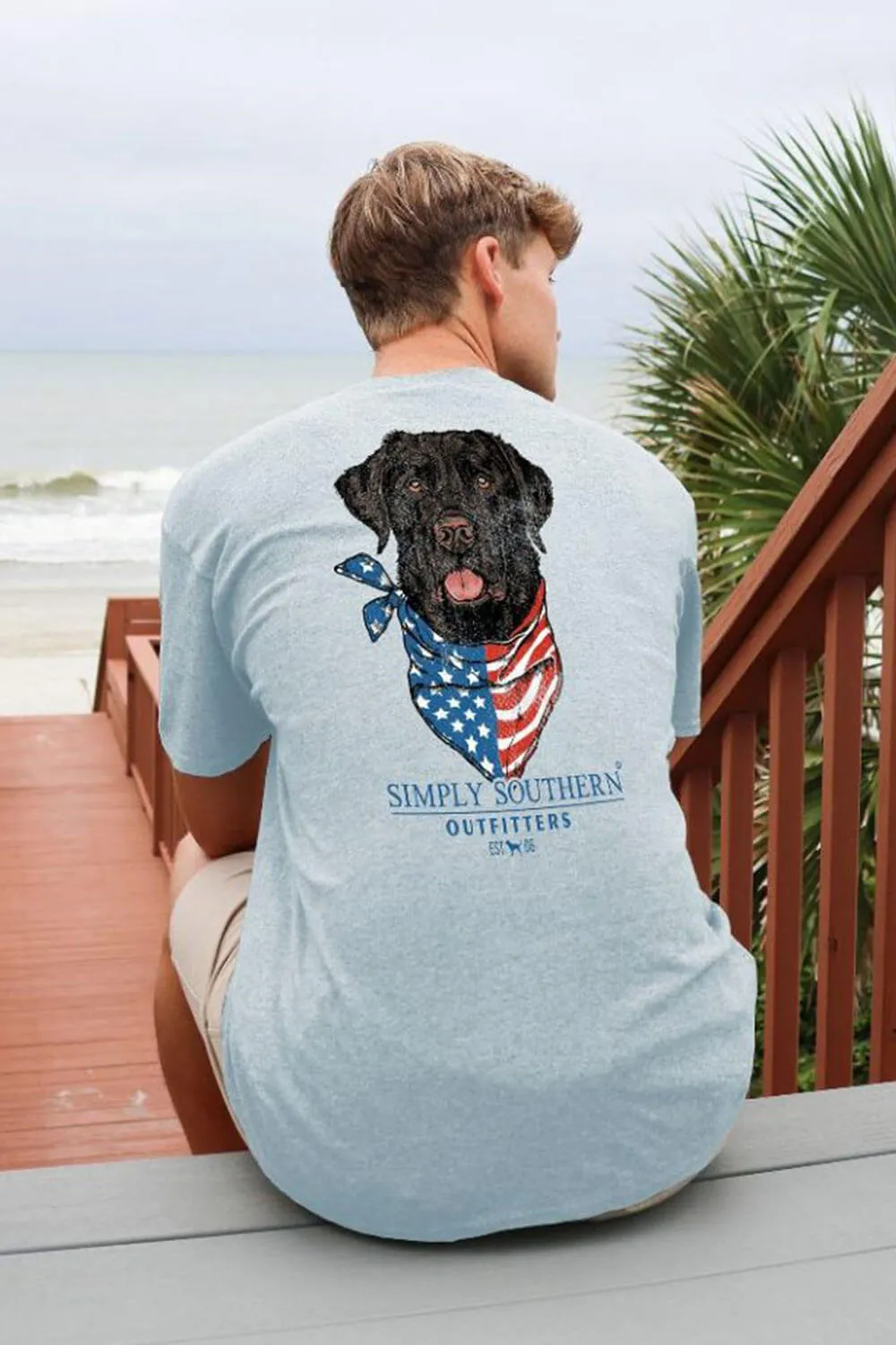 Simply Southern Dog USA T-Shirt for Men in Blue | MN-SS-DOGUSA-SPOUT-S sold by Glik’s