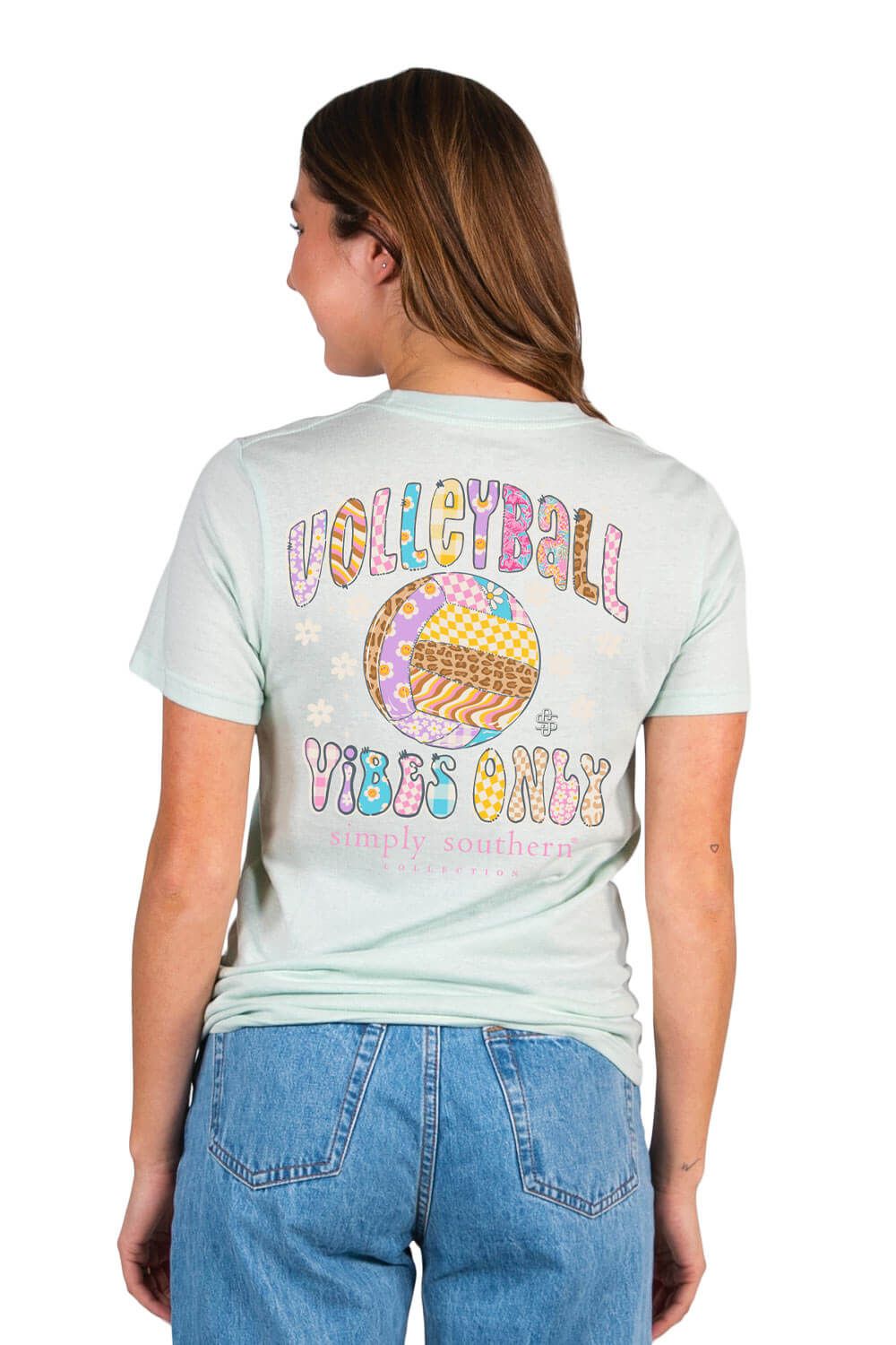 Simply Southern Volleyball Vibes T-Shirt for Women in Breeze Blue | SS-VOLLEYBALL-BREEZE sold by Glik’s