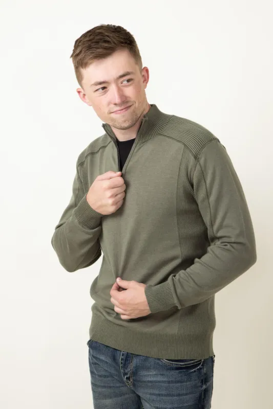1897 Original 1/4 Zip Mock Neck Sweater for Men in Greenstone | 1973GL-F24-GREENSTONE sold by Glik’s
