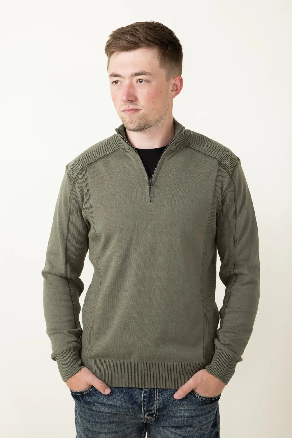 1897 Original 1/4 Zip Mock Neck Sweater for Men in Greenstone | 1973GL-F24-GREENSTONE sold by Glik’s product image thumbnail 3