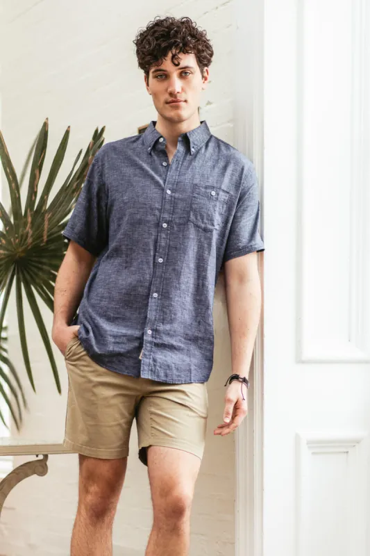 Weatherproof Vintage Linen Button Down Shirt for Men in Navy Blue | S244612GK-NAVALACADEMY sold by Glik’s