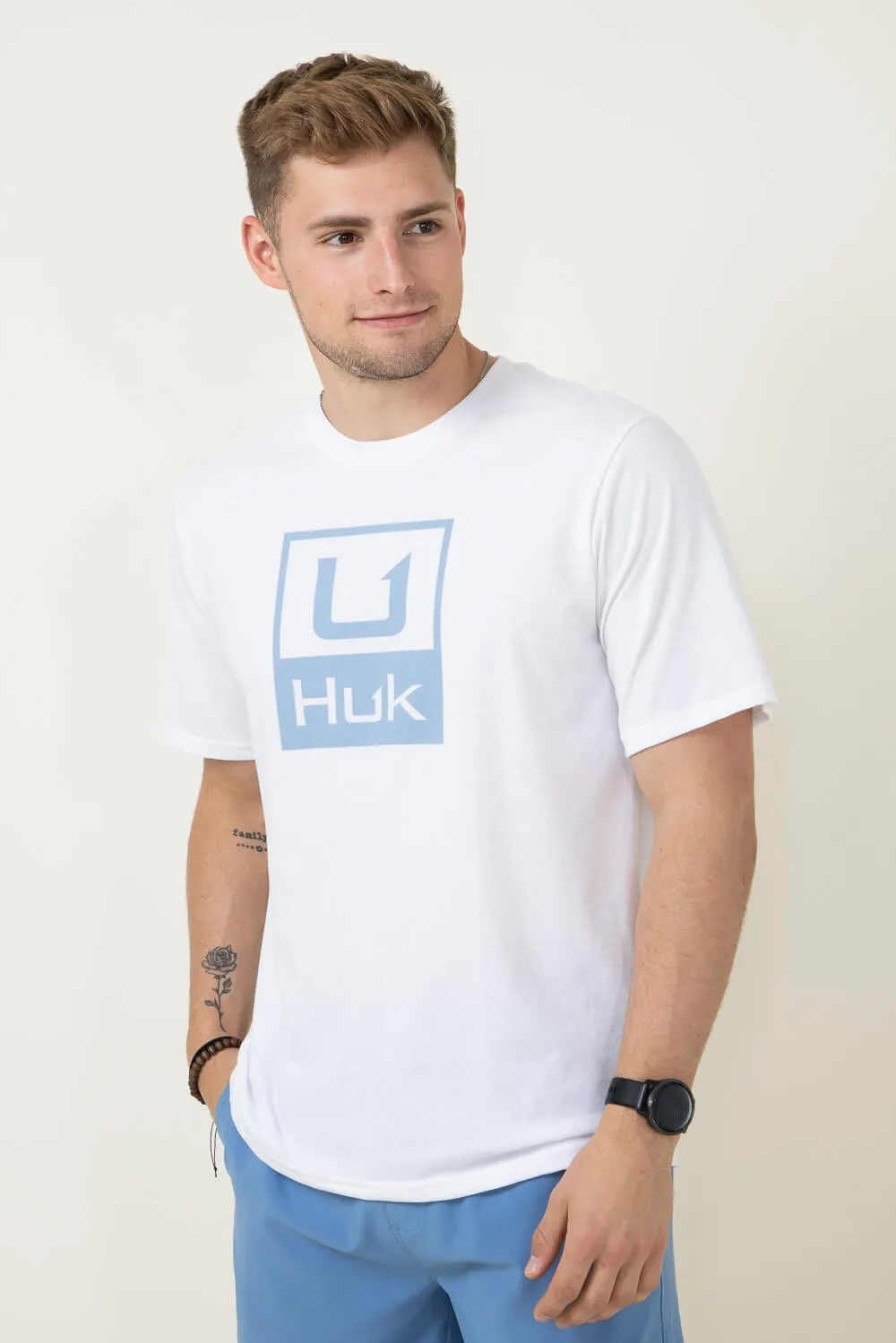 Huk Fishing Huk Stacked Logo T-Shirt for Men in White | H1000427-120-WHITE sold by Glik’s product image thumbnail 4